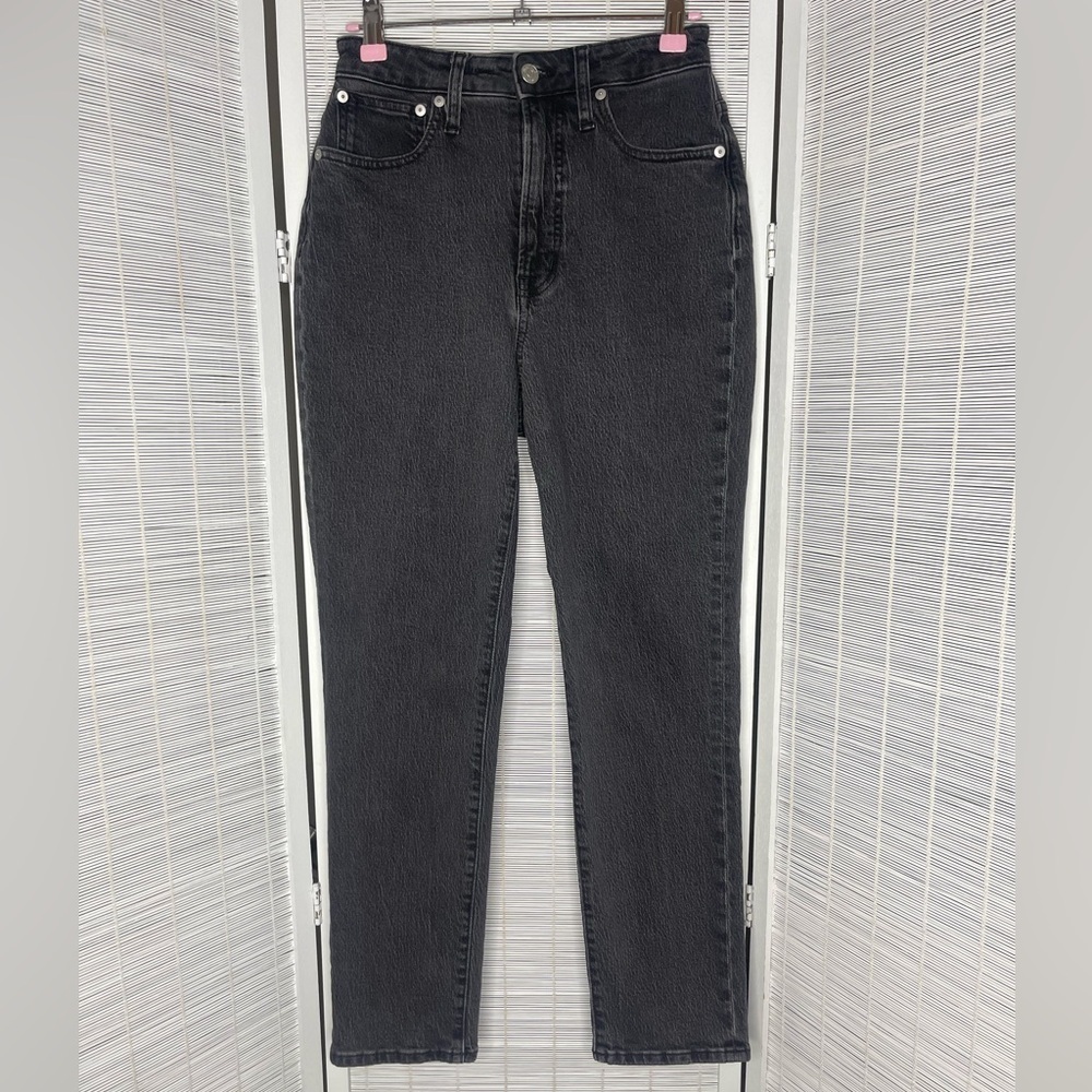 Madewell Curvy Perfect Vintage Jeans Black Gray High Rise Straight Size 25